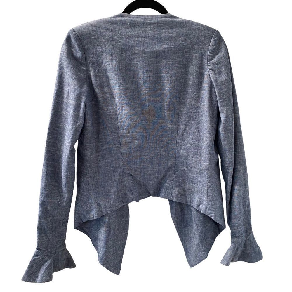 Katie May by Revolve chambray flounce sleeve open blazer Jacket small - Picture 2 of 6